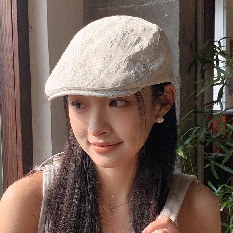 American Retro Forward Hat Big Head Circumference Showing Face Small French Beret Hat Women'S Spring And Summer Painter Hat
