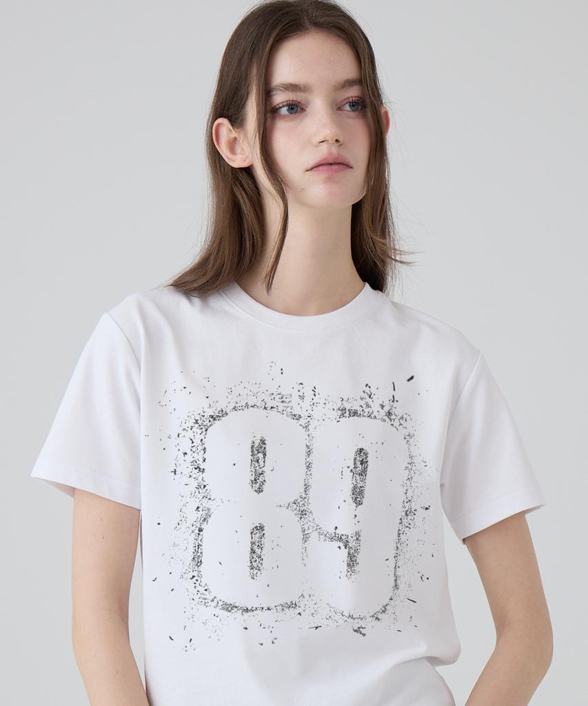 DANGLEDROP Dgdp Vintage Number Semi-Crop Short Sleeve_White