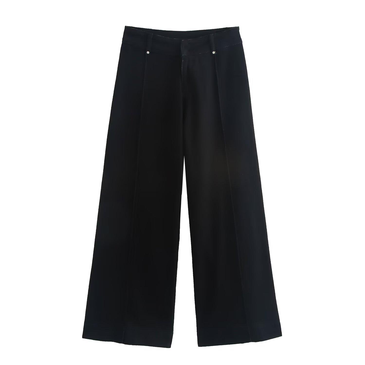 

2024 Autumn Women s European & American High Waist Wide Leg Jeans - Fashionable & Versatile Small чёрный