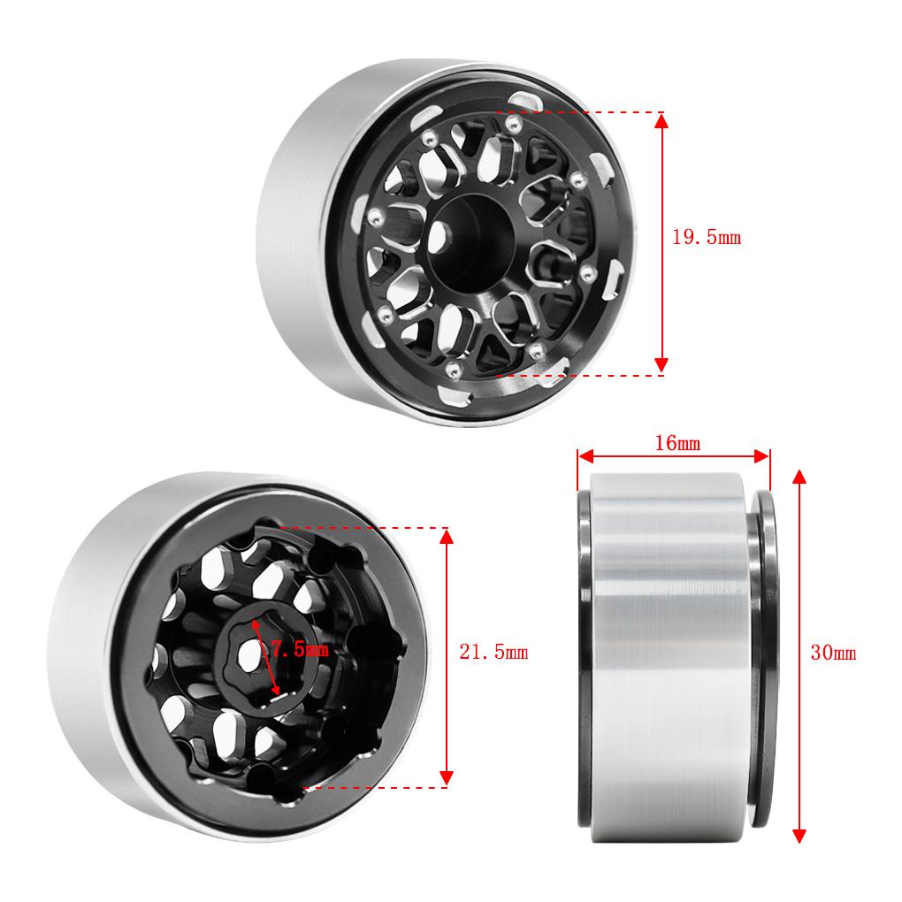 4pieces 1.0 Beadlocks Wheel Rim CNC Aluminum Wheels Hubs Beadlocks Wheel Rim Dont To Glue.