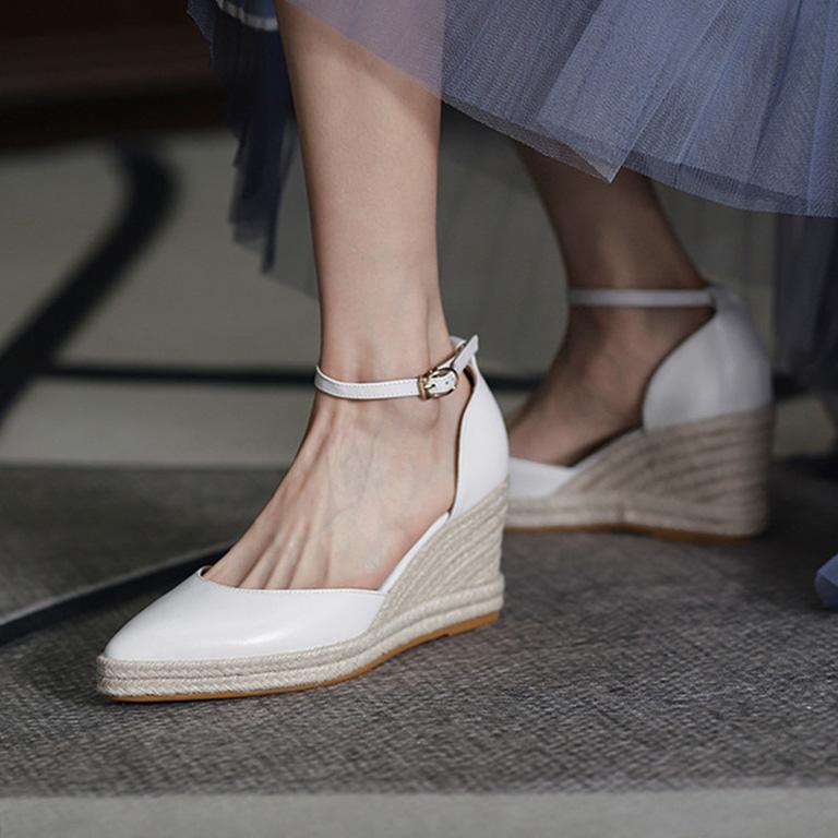Slingback klack kilklackar sandaler ankelrem dam espadrillos sandaler pumps komfort csauala skor bohemisk stil