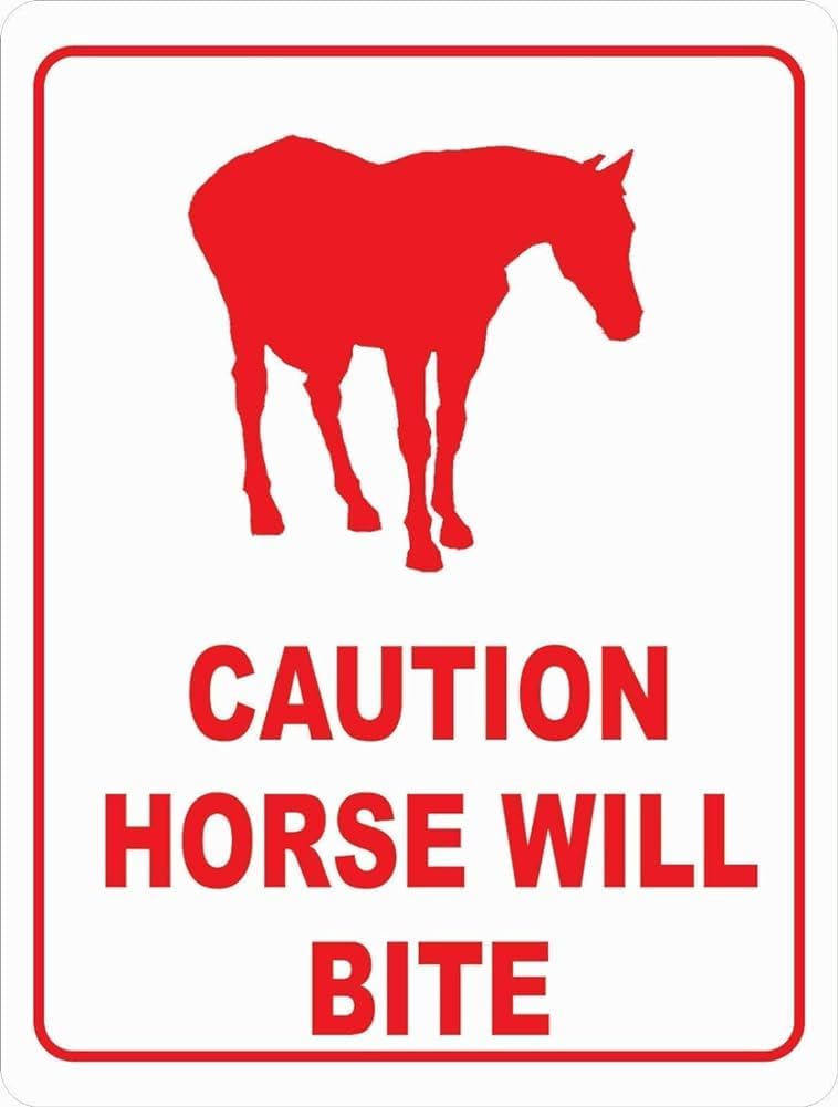 

Caution Horse Will Bite Sign Equestrian Stable Safety Horses es Tinsigneuaaluminum 20x30cm（7.8x11.8inch）
