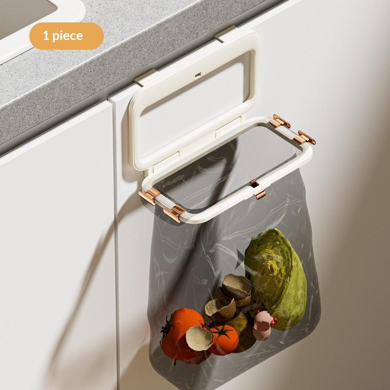 1 Pcs Kitchen Garbage Bag Holder Cabinet Door Hanging Trash Holder Foldable Multi-Purpose Bathroom Wall Plastic Bag Holder