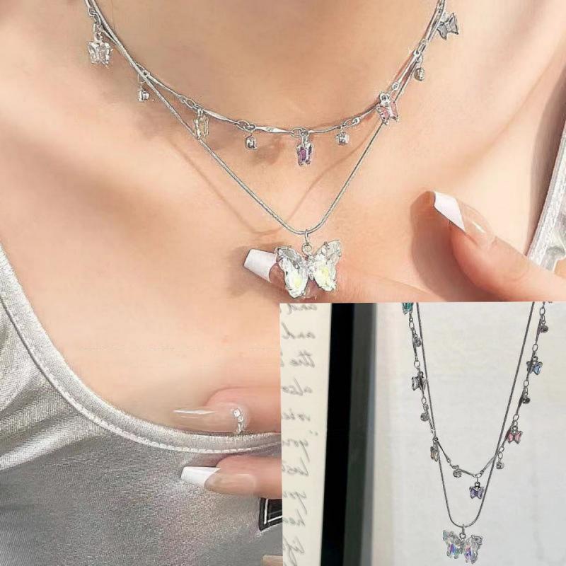Elegant Double-Layer Butterfly Necklace: Trendy High-End Women's Clavicle Choker