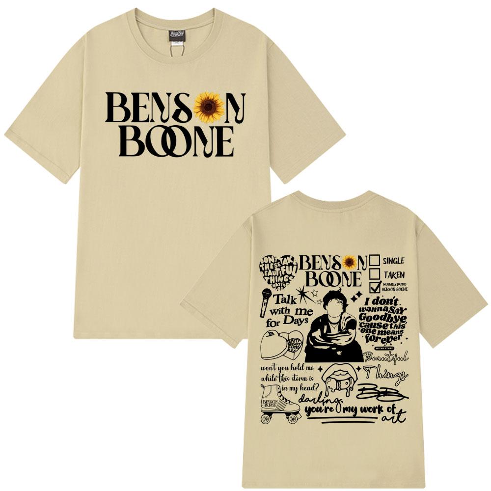 XIXI Fashion Benson Boone American Heart Tour 2025 Double-sided T-shirt Men's and Women's Summer Fashion Trend Print 100% Pure Cotton T-shirt 4XL