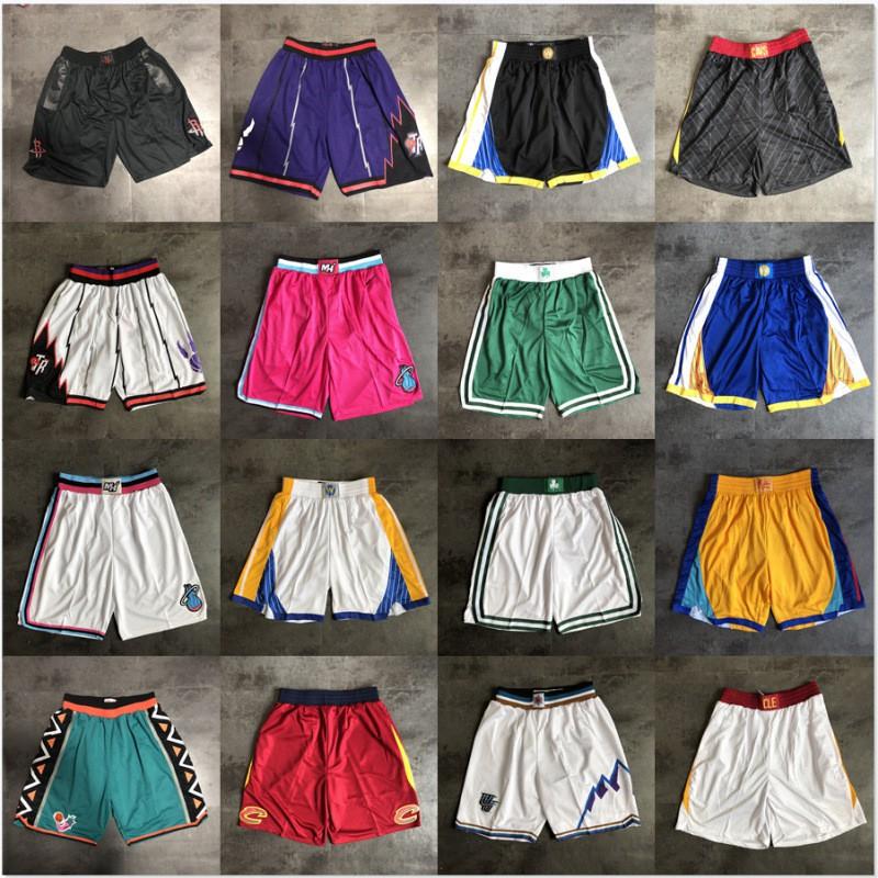 Men Women Basketball Shorts Cotton Blend Sportswear NBA Teams Knicks Spurs Hornets Nets Clippers Grizzlies Lakers