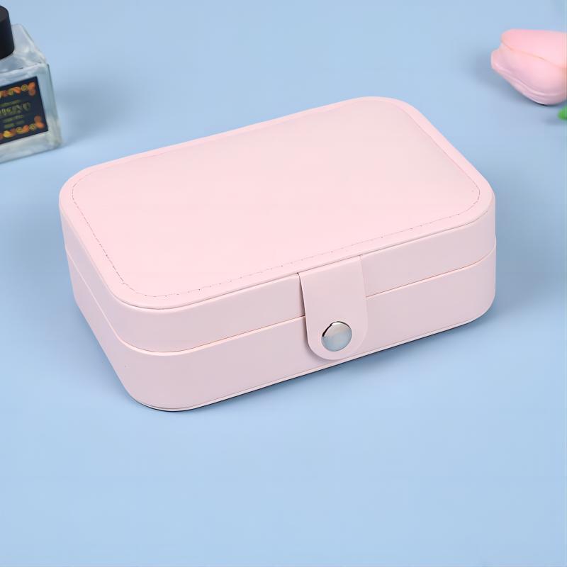 Compact Dustproof Jewelry Box for Earrings, Necklaces, and Rings - Double Layer Antioxidant Storage Solution