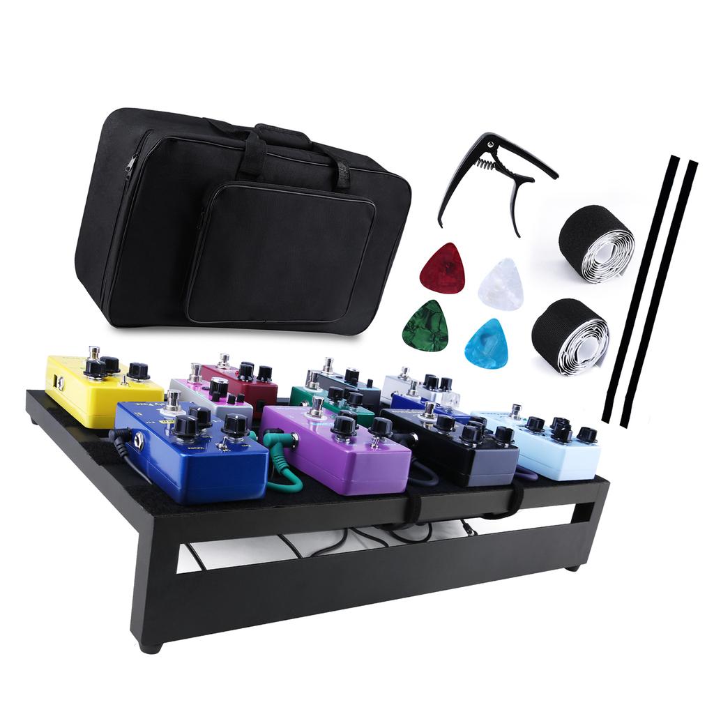 Large Guitar Effect Pedal Board Pedalboard Aluminum Alloy with Carry Bag Capo 4pcs Picks Fixing Tapes