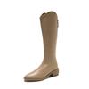 High Boots Women's Pointed Toe Korean Version Ladies Boots Rear Zipper Mid Heel Rider Boots 35-40
