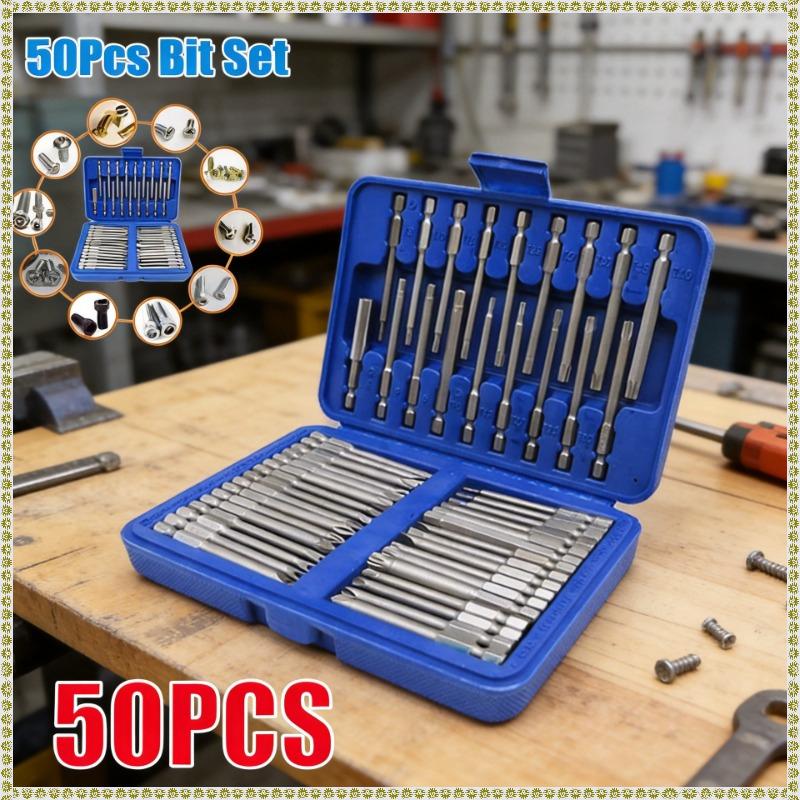 2026 New Model Hot Selling 50pcs 75mm Extra Long Reach Set Security Screwdriver Bits Torx Star Hex Bit