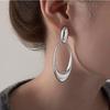 Hongyan S925 Sterling Silver Oval Face-Slimming Earrings: 2024 Korean Fashion Heavy Industry Style.