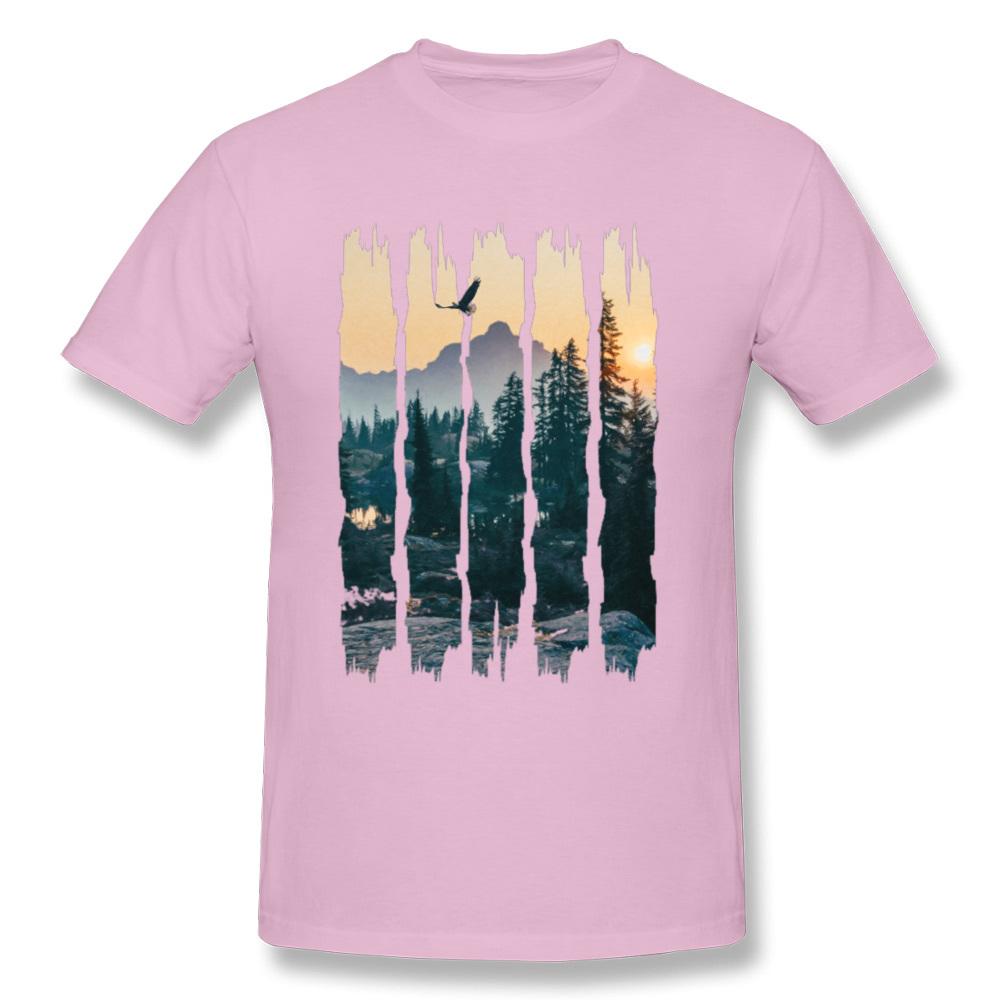 Chinese Style Natural Landscape Mountain Design T Shirt Stylish Fashion 3d Picture Tshirts For Unisex Round Collar Cotton Tshirts