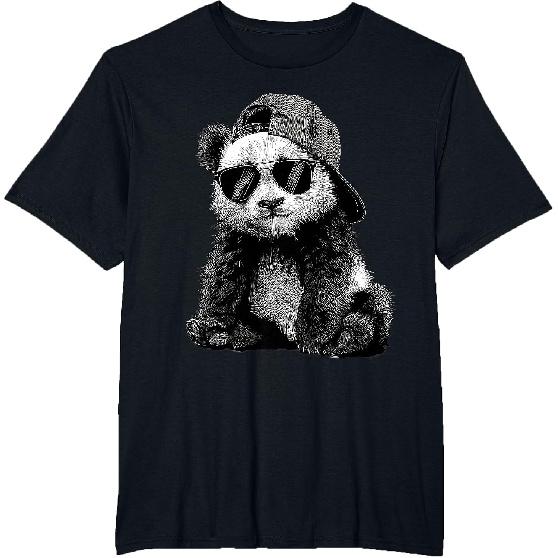 Panda with Sunglasses Graphic Motif Animal Funny Panda Bear T-Shirt