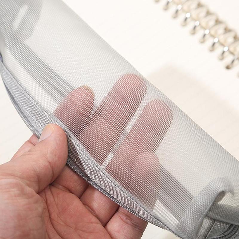 Mesh Pencil Case Storage Bag For Exams Portable Pencil Case Multi-Functional Square Stationery Pencil Pouch School Supplies