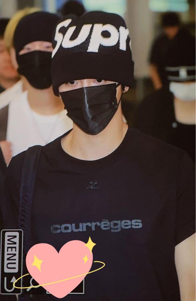 [USED] Jungkook wearing a black Supreme Big Logo Beanie