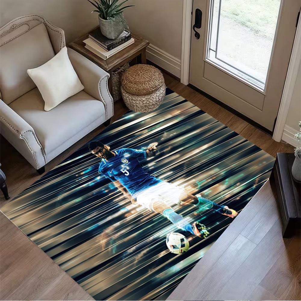 Soccer Player Action Area Rug Design for Dormitory Game Room Living Rooms Kitchen Antislip Carpet Office home decor Best for Christmas