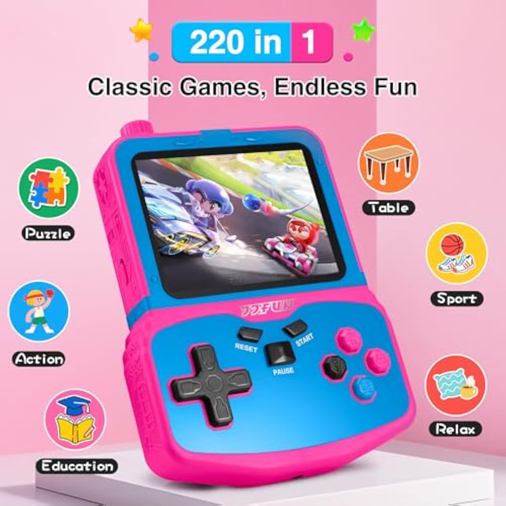 Portable Game Console for Kids, Retro, 220 Types, Built-in Portable Main Unit, Kids Toy, 3.5 inch...