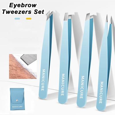 2/4Pcs Beauty Tools Eyebrow Tweezer Set Stainless Steel Hair Removal Clip for Facial Hair Eyelash Eyebrows Tweezer Professional Beginners