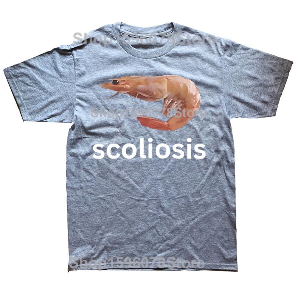 2025 Scoliosis Funny Shrimp Meme Graphic T-shirts Men Women's Fashion Casual Tshirt 100% Cotton Loose Oversized T Shirt