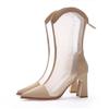 Dameslaarzen Temperament Puntige Neus Hoge Hak Coole Laarzen Dames Zomer Coole Laars Ademend Mesh Halve Kuit Coole Laarzen voor Dames