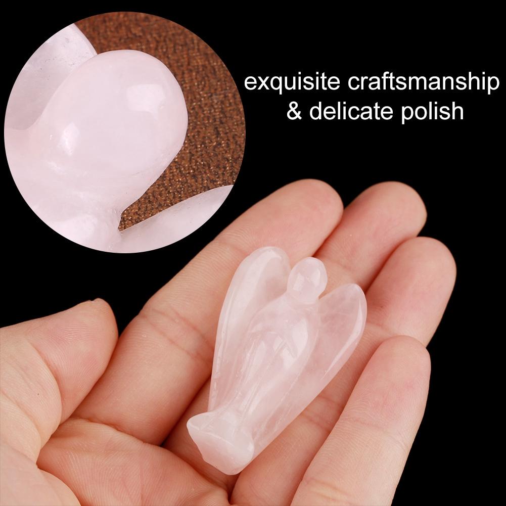 Pink   Quartz Carved Angel Decoration Healing Stone Gemstone Decor, Perfect Gift for Family Friends