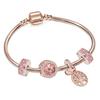 European Heart-shaped Pendant Charm Bracelet Fit Women's Jewellery Snake Chain Rose Gold Metal Fashion Fine Bracelets