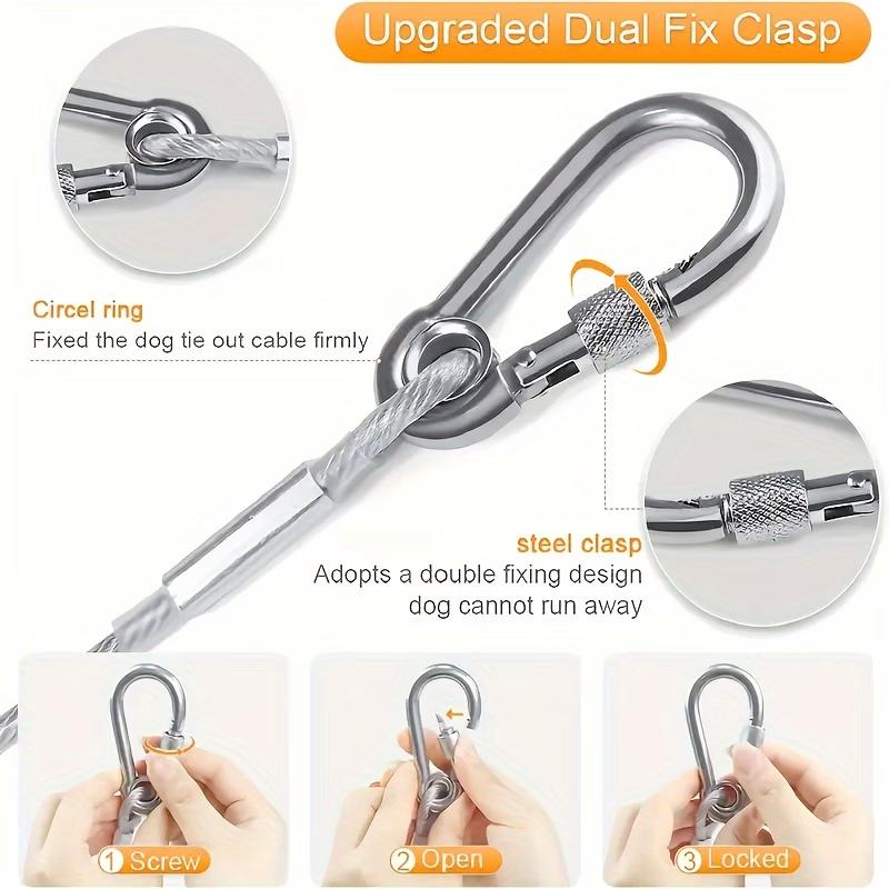 Double-Headed Dog Tie Out Cable Leash Traction Rope with Metal Buckle Steel Wire Anti-Rust Training Collar Outdoor Dogs Strap 1