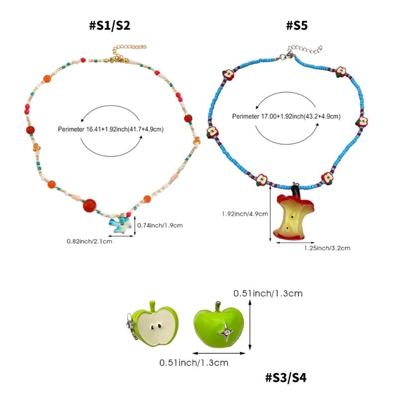 Sweet Cool Girls Neck Chain Spicy Women's Summer Necklace Dopamine Beads Colored Collarbone Chain Creative Earrings