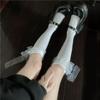 Black Streamer Half-length Stockings Women's Thin Summer Cute Medium Tube Calf Socks Lolita Bow Jk Long Socks