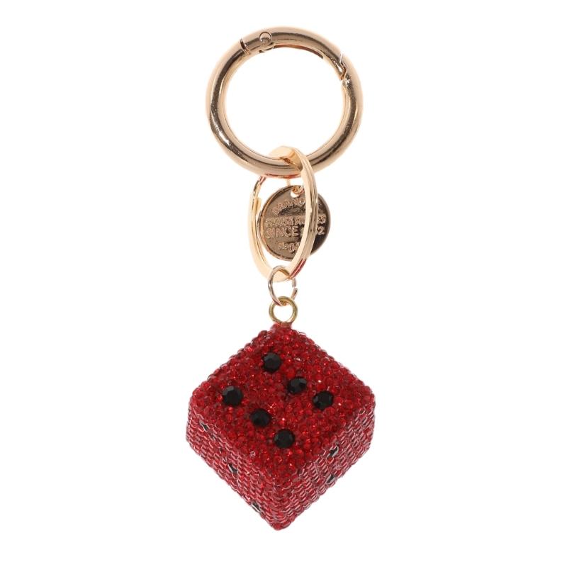 Snygg Modern LegeringsTärningar Nyckelring Hänge Med Glittrande Strass Accent Passar För Dem Som Uppskattar Unik Stil