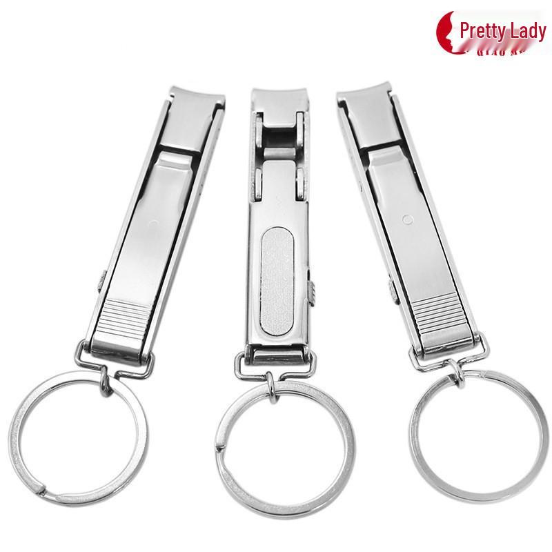 Ultra-thin Stainless Steel Folding Nail Clippers with Keychain - Personalized Logo Option