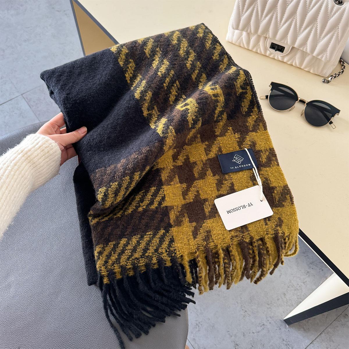 

Корейский кашемировый длинный шарф с узором «гусиная лапка», зимний мужской и женский, утолщенный теплый, накидка, накидка, буфанда, двухстороннее пончо, эшарп 200X62cm