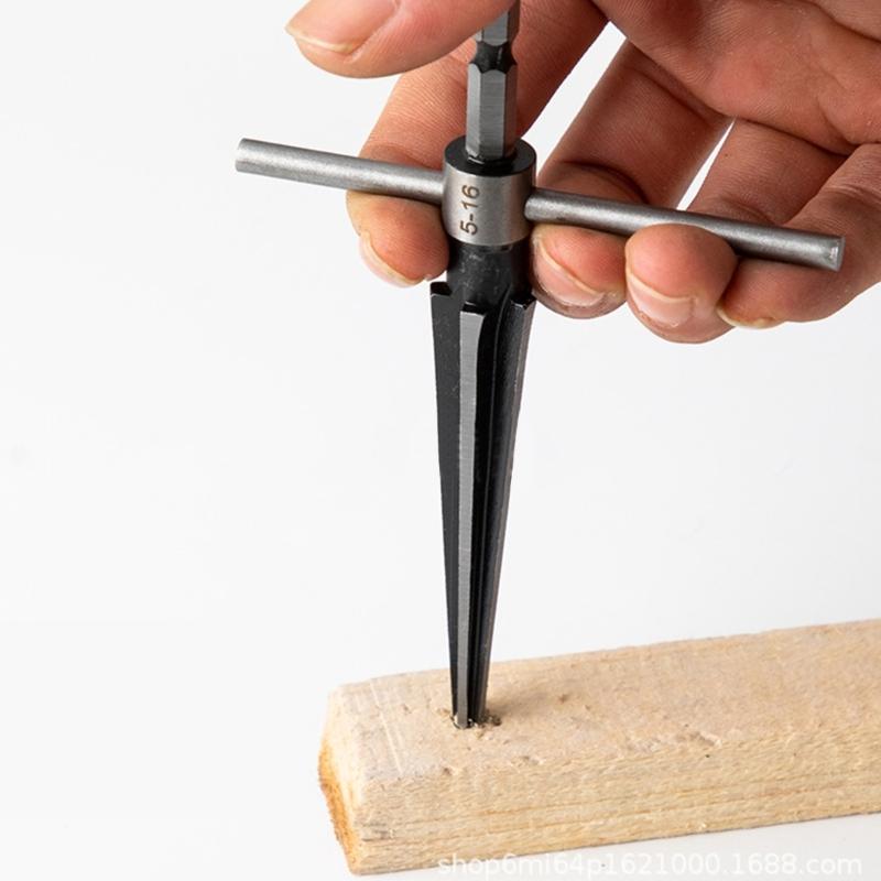 Professional Tapered Reamer with Round/Hexagonal Shank T-Handle Smooth Cutting Drilling Tool for Machinists Woodworking