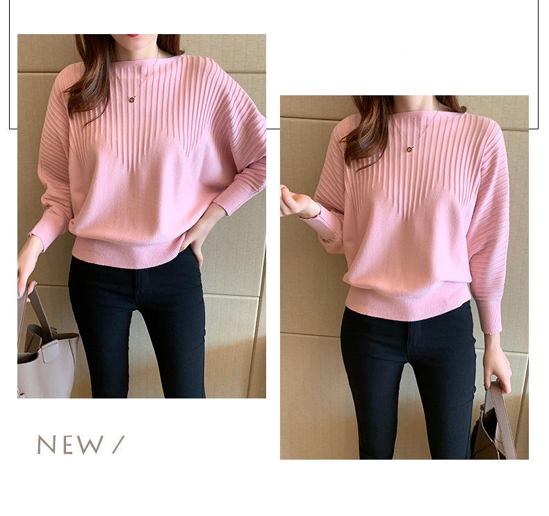 2021 Japan Korea Batwing Sleeve Women's Knitwear: Autumn/Winter Long Sleeve Loose Pullover Sweater