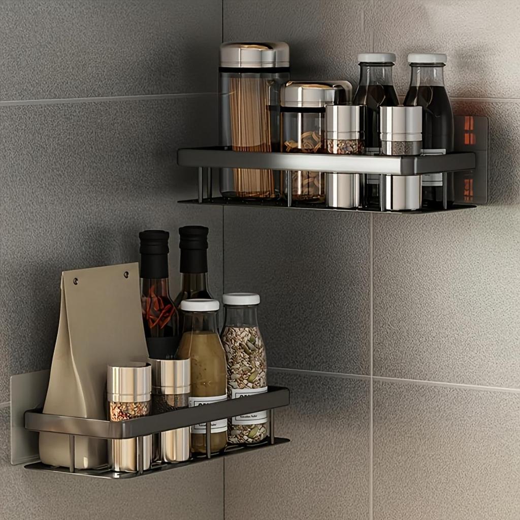 1 Set/2 Sets Wandmontierte Duschregale, Große Kapazität, Installation ohne Bohren, Praktisch zur Aufbewahrung verschiedener Gegenstände