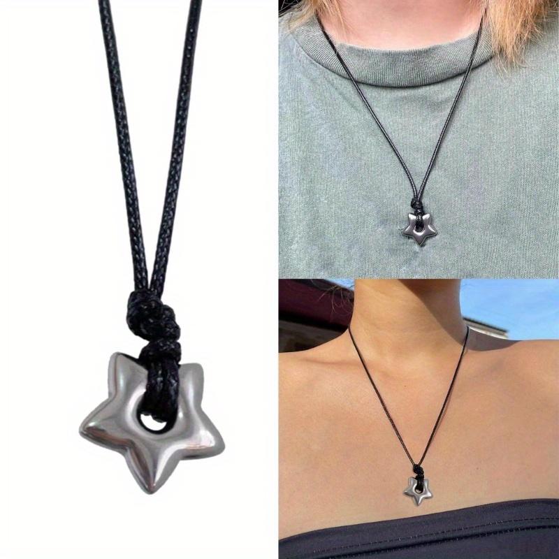 Retro rope five-pointed star pendant necklace, Gothic hollow star-shaped fashionable men's and women's accessories, necklace, gift