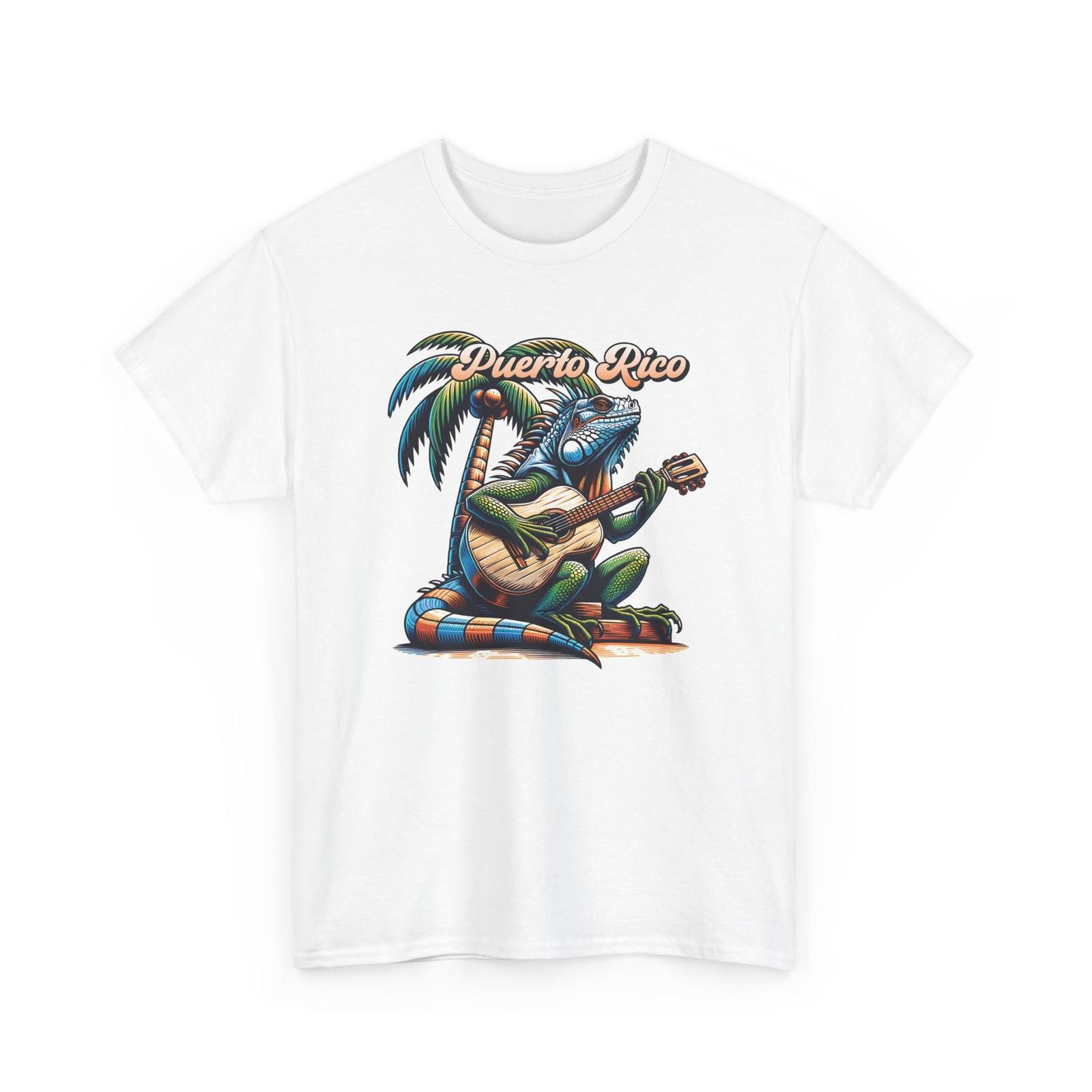 Puerto Rico Iguana Playing Guitar Tee | Tropical Island Palms S разноцветный