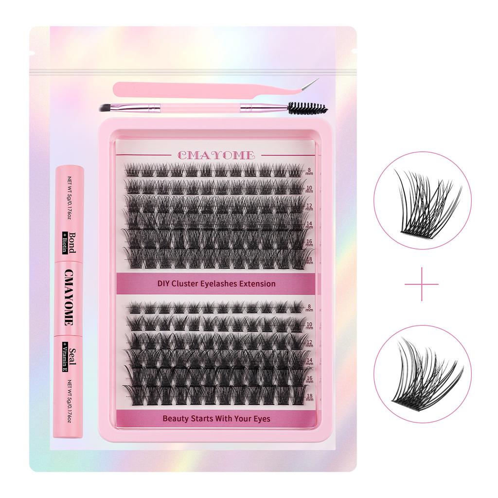 C Curvature Diy Segmented Single Cluster Of False Eyelashes 8-18Mm Thick Curled Eyelashes