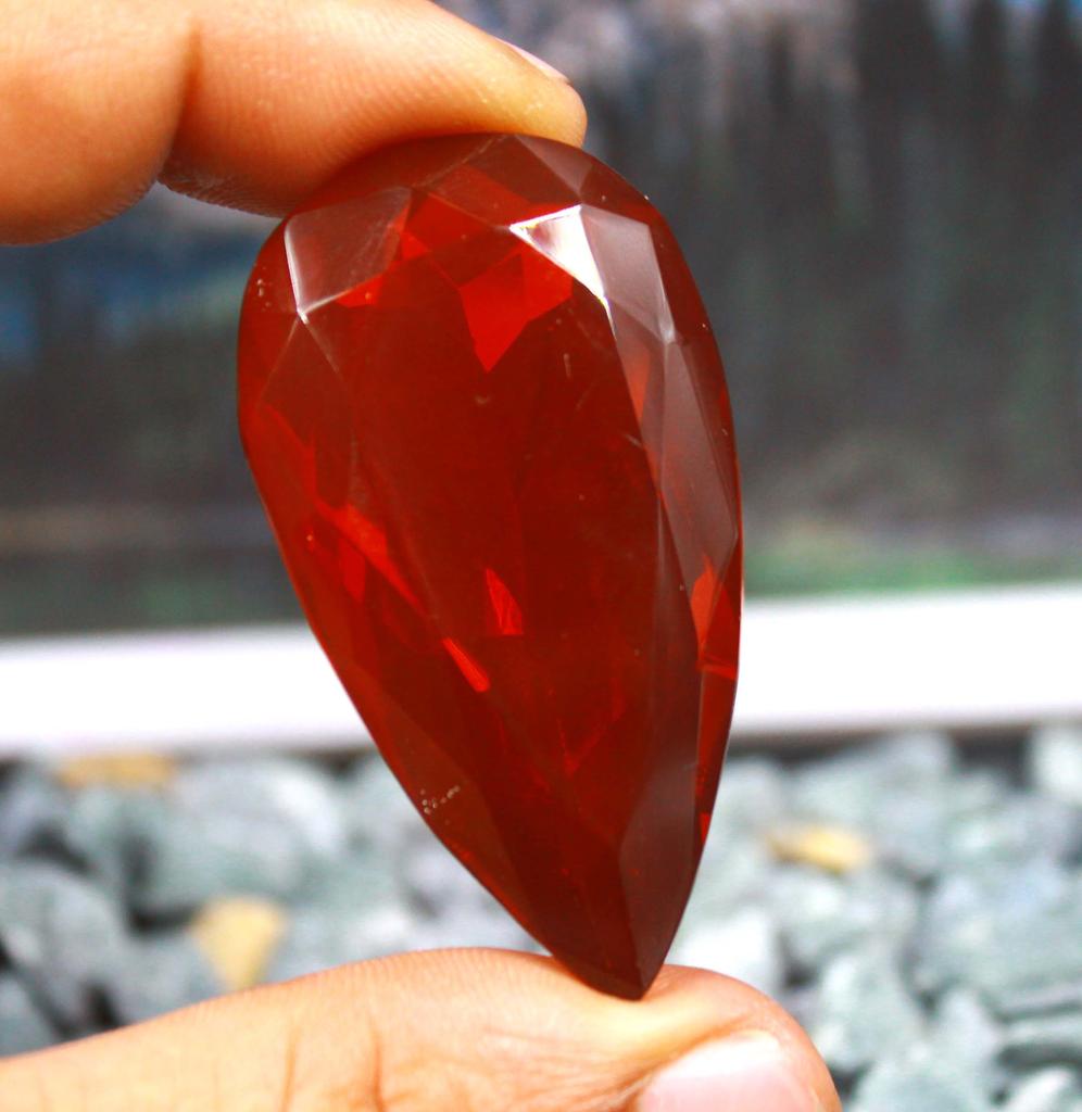 99.95 Carat Washington's Birthday Red Topaz Lab Created Pear Shape Certified Gemstone SN638