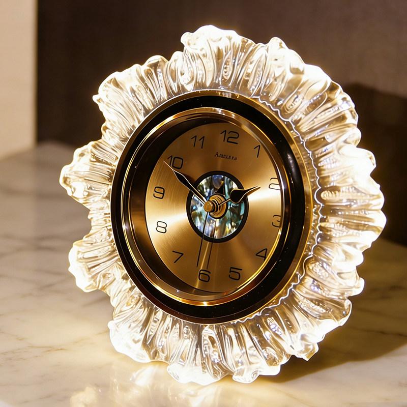 BEPAN Modern Luxury Desk Clock Creative Home Decor Table Clock with Night Light for Living Room Bedroom High End Ornament