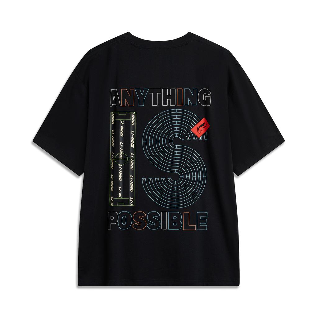 Li-Ning Comfortable Round Neck Casual Simple Loose Pullover Breathable Short Sleeve T-Shirt Men Tops Black AHSU627-4