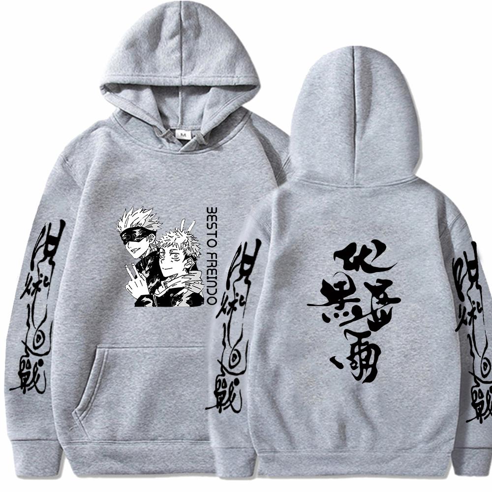 Japan Anime Jujutsu Kaisen Gojo Satoru Graphic Hoodies Oversized Hooded Vintage Long Sleeves Hoodie Men Women Clothes