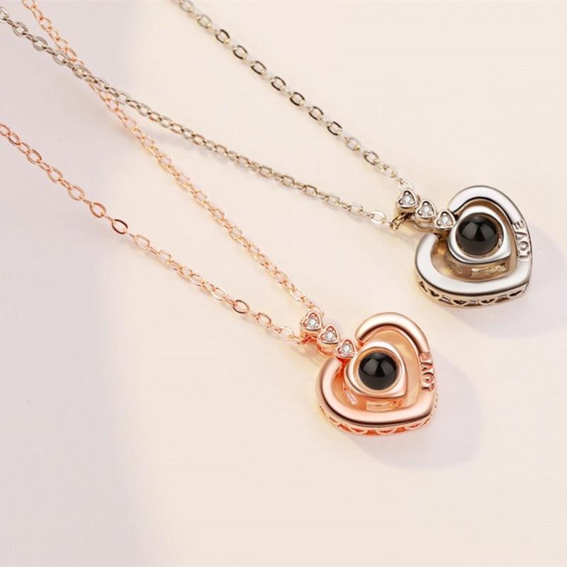 Unique Love Projection Necklace Hollow Heart Necklace Couples Jewelry Fashion Heart Neck Jewelry Suitable for Gifts