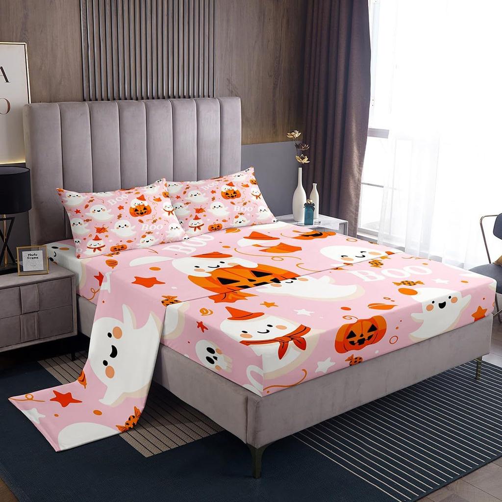 Halloween-Themed Pattern Mattress Four-Piece Bedding Set Bedroom Dormitory Bedding Decoration