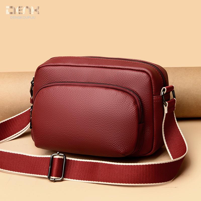 Leather women's bag new soft leather shoulder messenger bag first layer cowhide small square bag