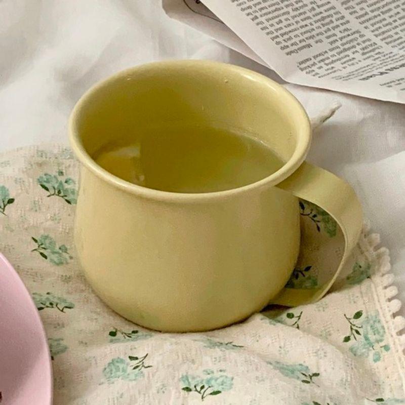 Elegant Table Pastel Rainbow Enameled Coffee Cup Set (3 Colors for Home Cafe, Camping)