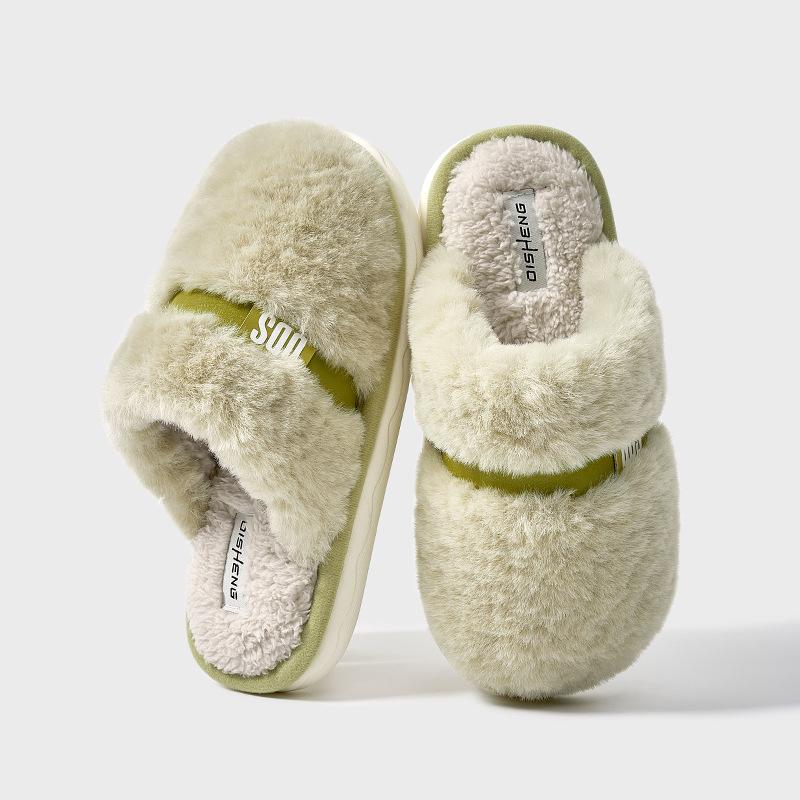 Autumn and Winter Cotton Slippers Couple Indoor Home Simple and Comfortable Non-slip Warm Soft Velvet Cotton Mop Men and Women
