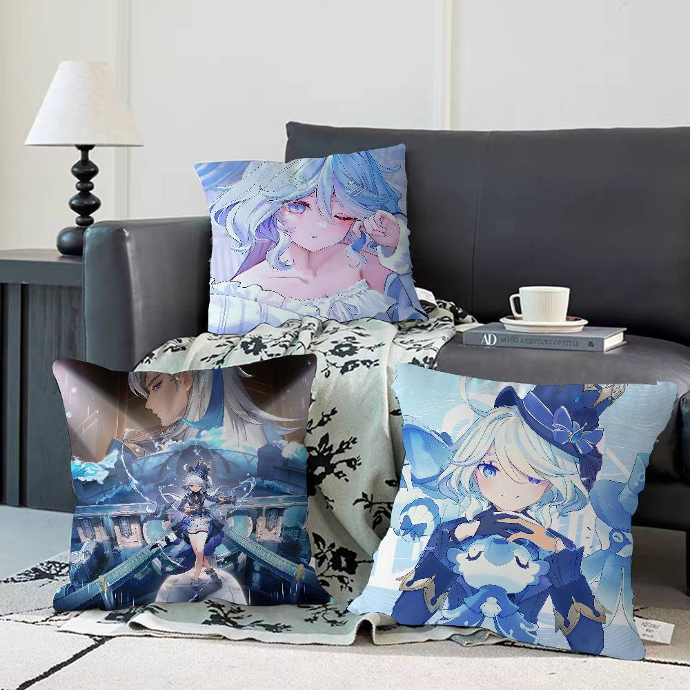 Genshin Impact Furina Kissenbezug Abnehmbarer Waschbarer Kissenbezug – Ganzjahresweiches Leinen