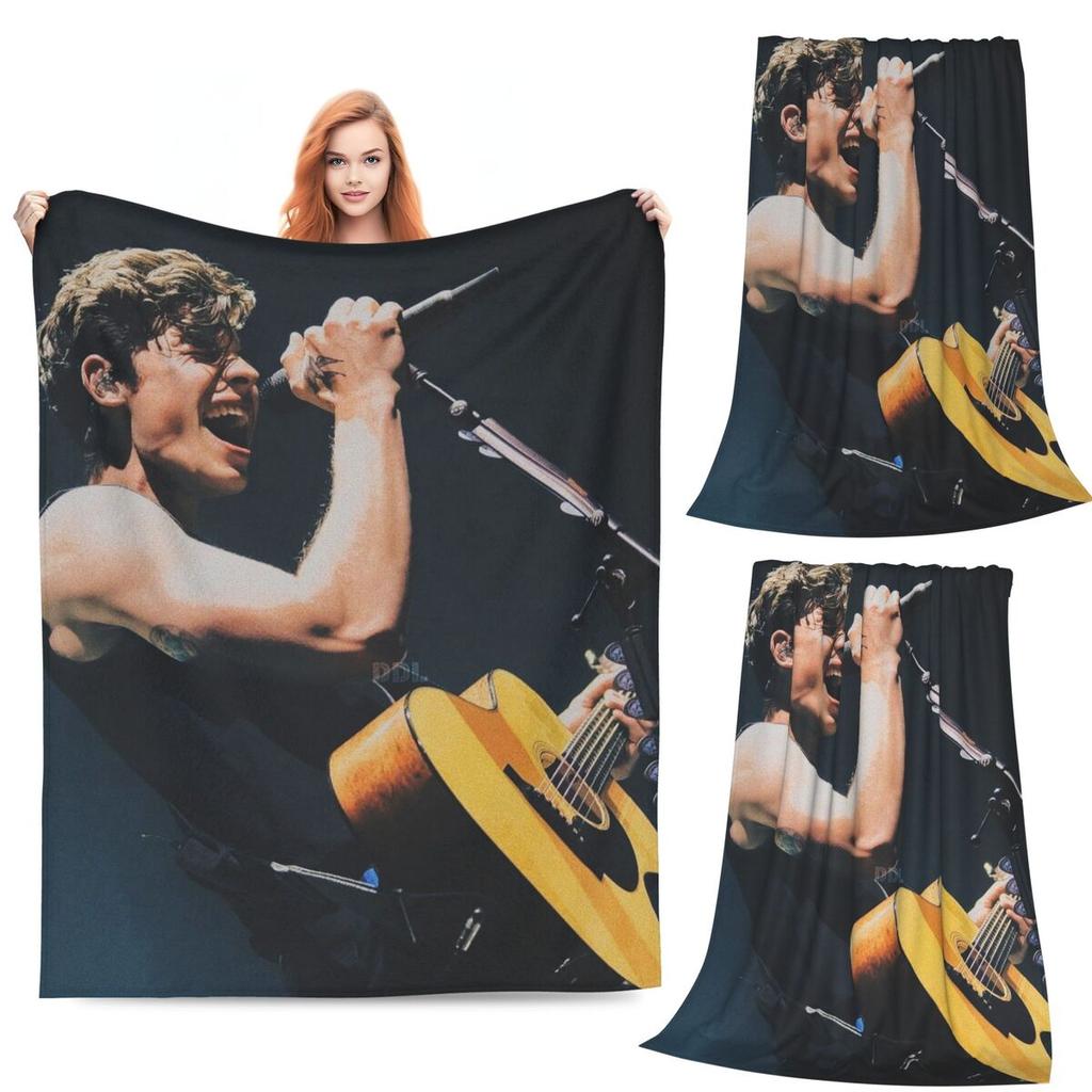 S-Shawn Mendes Musician Blanket Fleece Sofa Throw Blanket Portable for Home Bedroom Travel Throws Bedspread Quilt