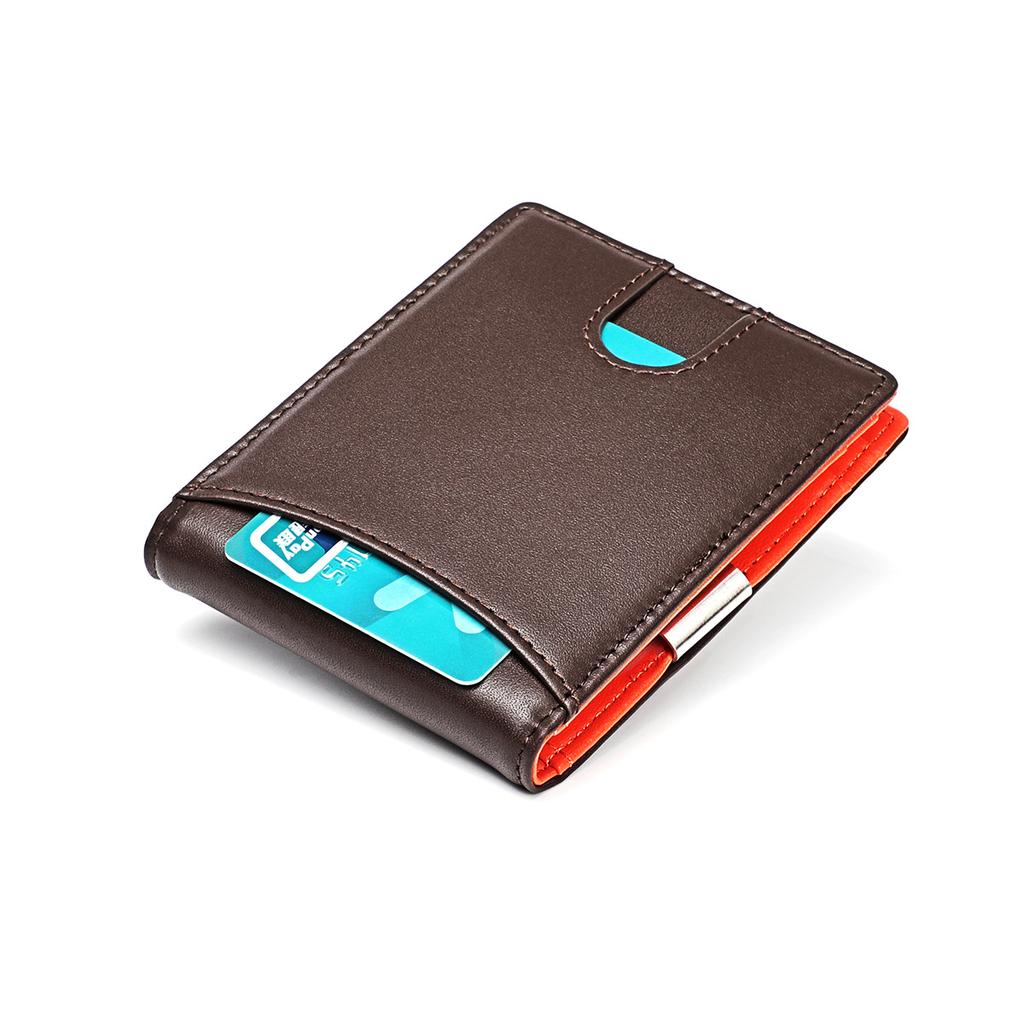 Genuine Leather Slim Men Wallet RFID Blocking Minimalist USD Money Clip Ultra Thin Billfold Credit Card Holder For Men Daily Use